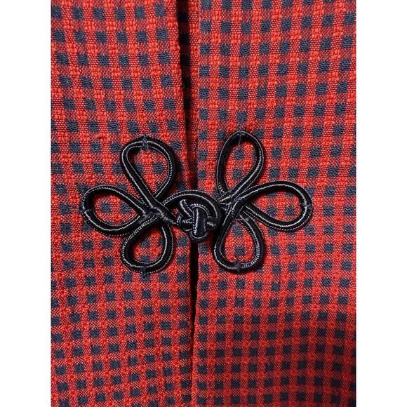 Vintage Check Blazer Jacket size 8 Dark Academia Tailored Red Black Plaid - Picture 5 of 9